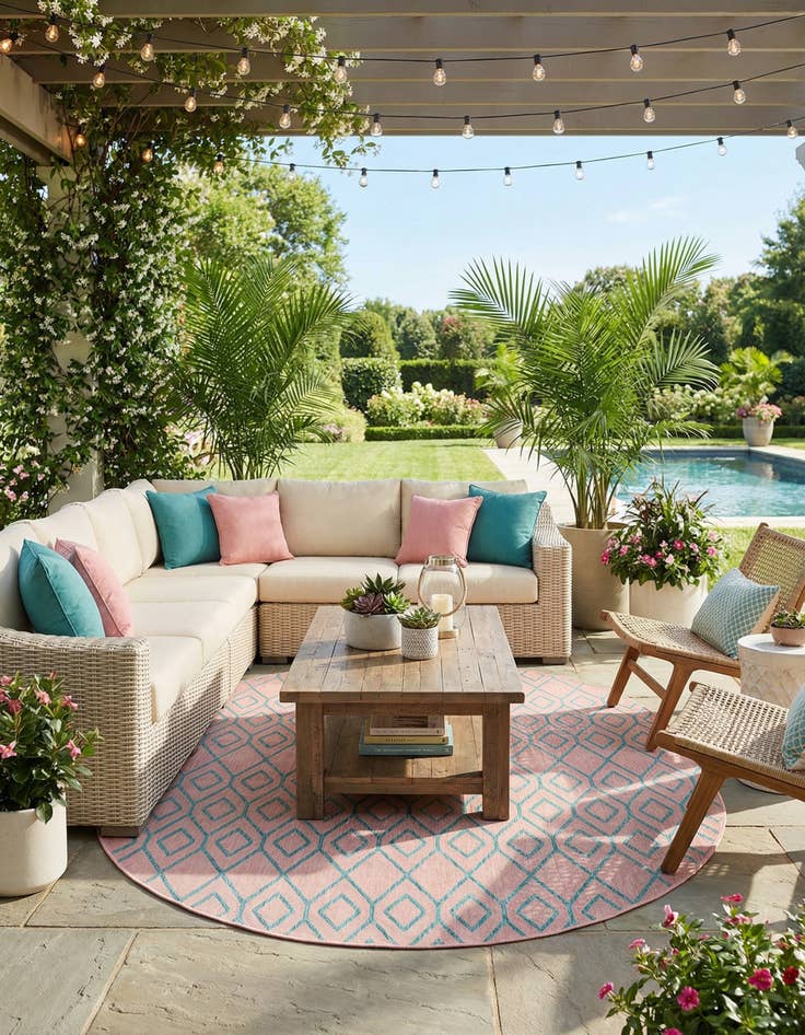 Detail image of 7' 10 x 10'  Washable Jill Zarin Turks and Caicos Indoor / Outdoor Oval Rug