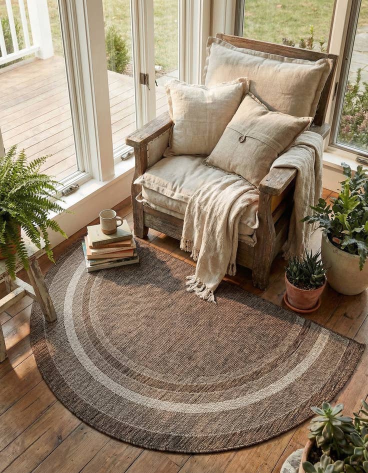 Detail image of 3' x 6'  Washable Border Indoor / Outdoor Hearth Rug