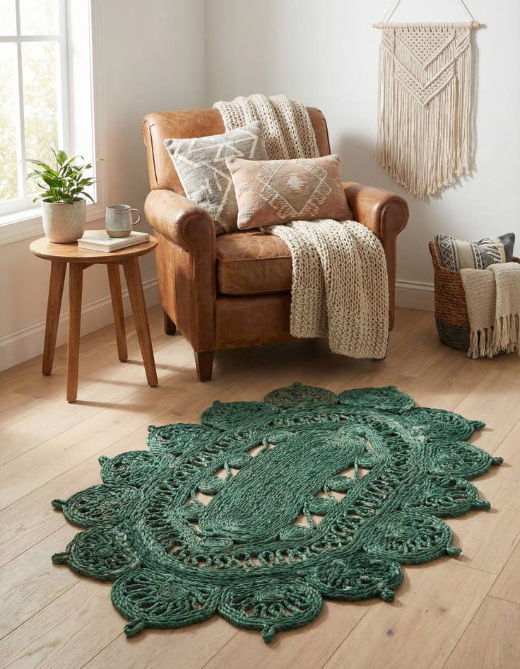 Detail image of  2' x 3' 1  Hand Braided Jute Oval Rug