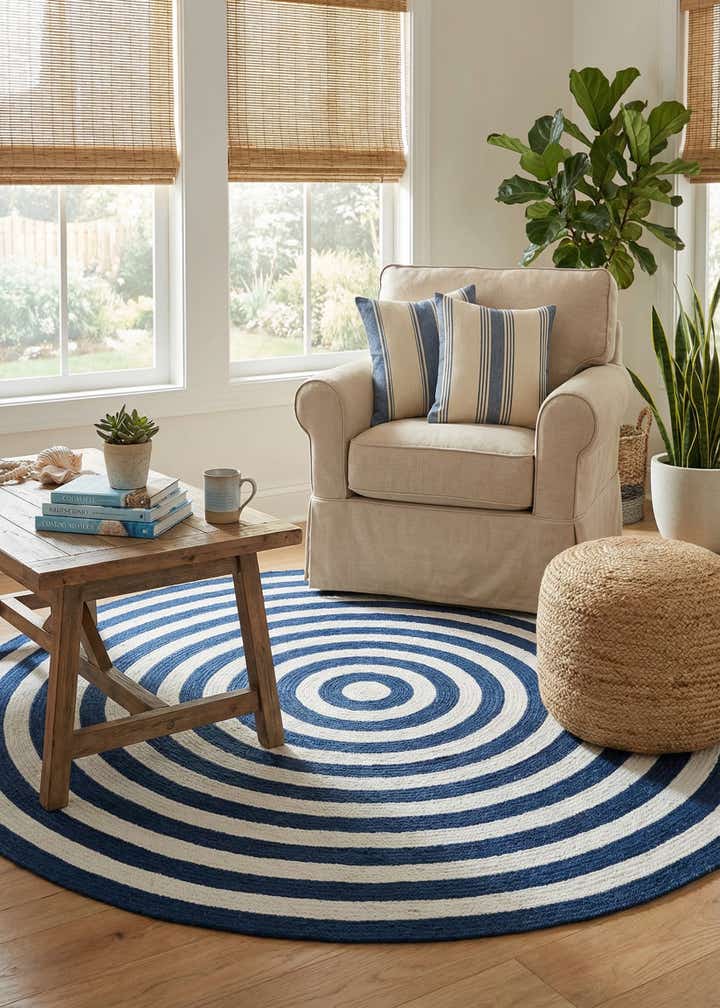 5' 3 x 5' 3 Easy-Clean Eco Verse Washable Indoor / Outdoor Round Rug
