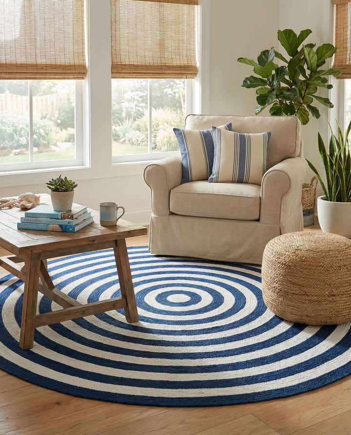 5' 3 x 5' 3 Easy-Clean Eco Verse Washable Indoor / Outdoor Round Rug
