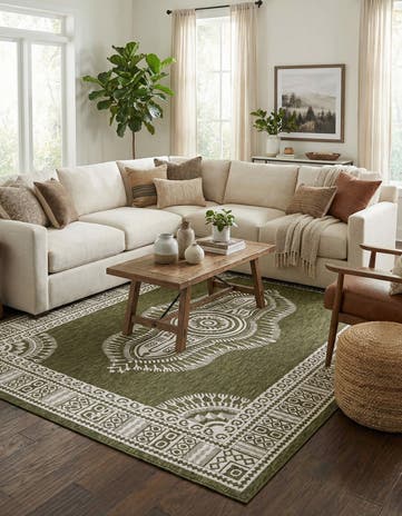 9' x 12' Easy-Clean Traditional Indoor / Outdoor Rug