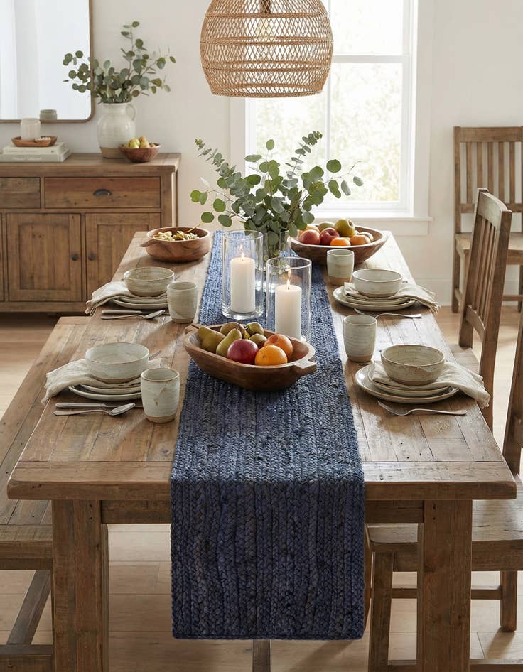 Detail image of  1' 2 x 6' 1  Hand Braided Jute Table Runner Rug