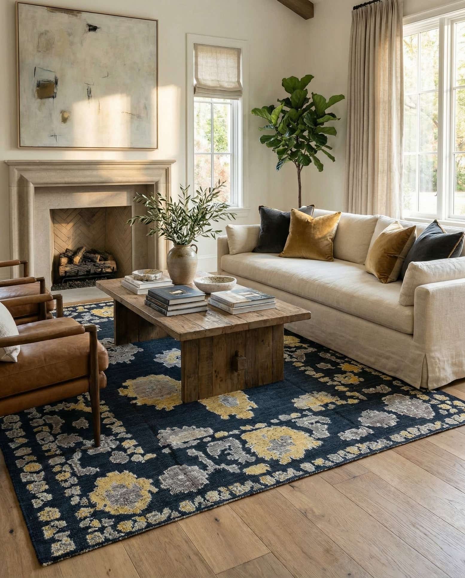 9' x 12' 3 Hand Knotted Oushak Wool Rug