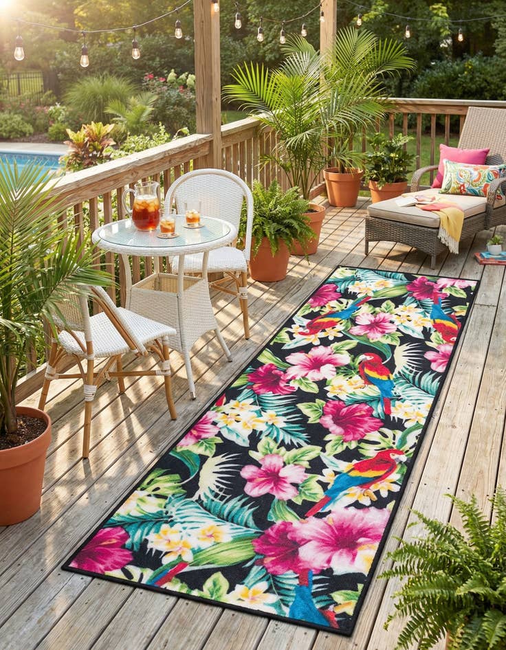 Detail image of 2' x 6' 1  Washable Jill Zarin Caribbean Indoor / Outdoor Runner Rug
