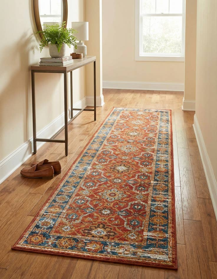 Detail image of 2' x 8'  Washable Traditional Indoor / Outdoor Runner Rug