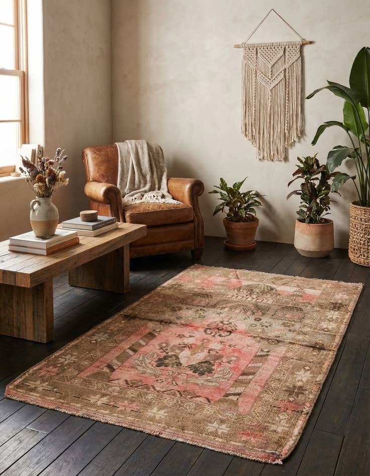 Detail image of 3' x 4' 7  Hand Knotted Ultra Vintage Persian Wool Rug