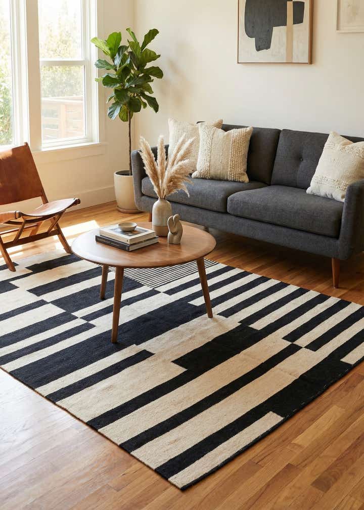 5' x 6' 8 Hand Woven Kilim Modern Wool Rug