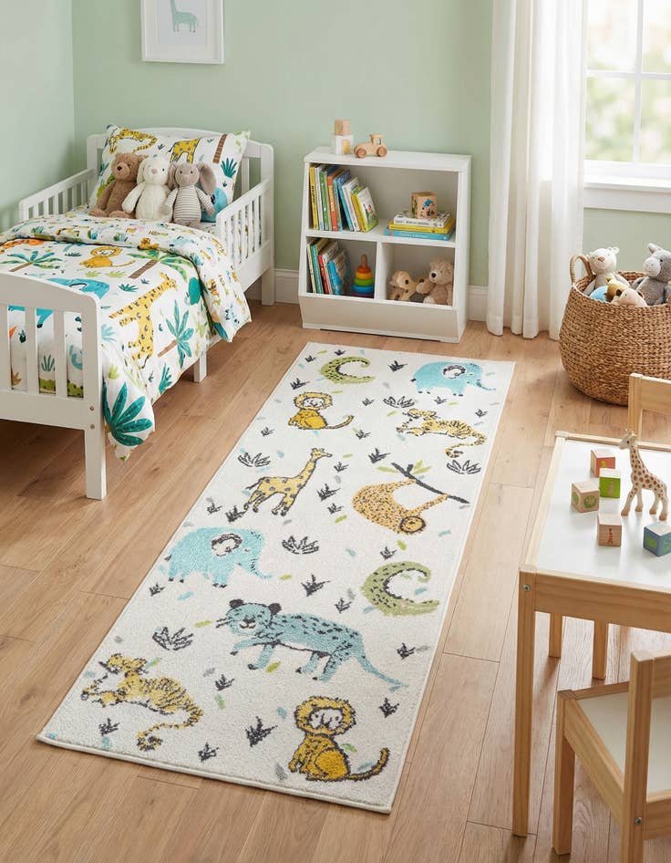Detail image of 2' 2 x 6' Animals Whimsy Kids Runner Rug