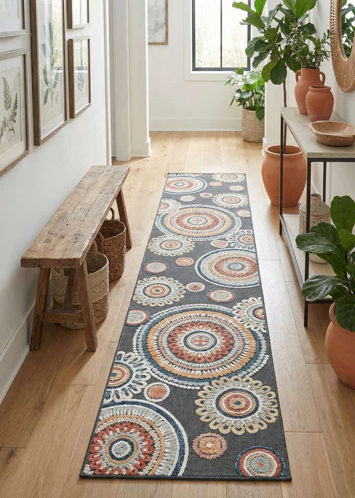2' 7 x 12' Easy-Clean Botanical Indoor / Outdoor Runner Rug