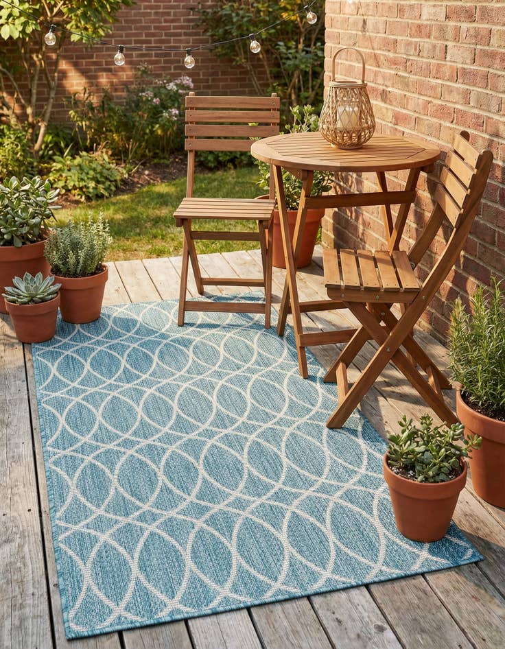Detail image of  3' x 5' 3  Washable Lattice Indoor / Outdoor Rug