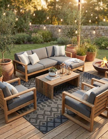 Charcoal Easy-Clean Trellis Textured Indoor / Outdoor Square Rug