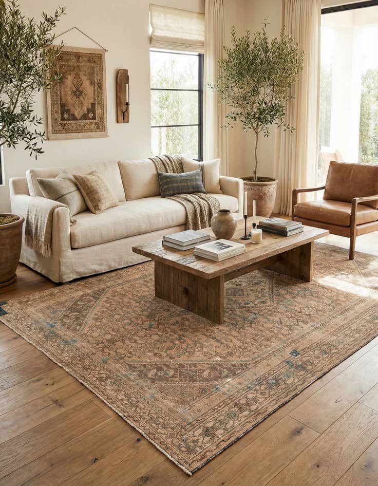 Detail image of  6' 6 x 10'  Hand Knotted Ultra Vintage Persian Wool Rug