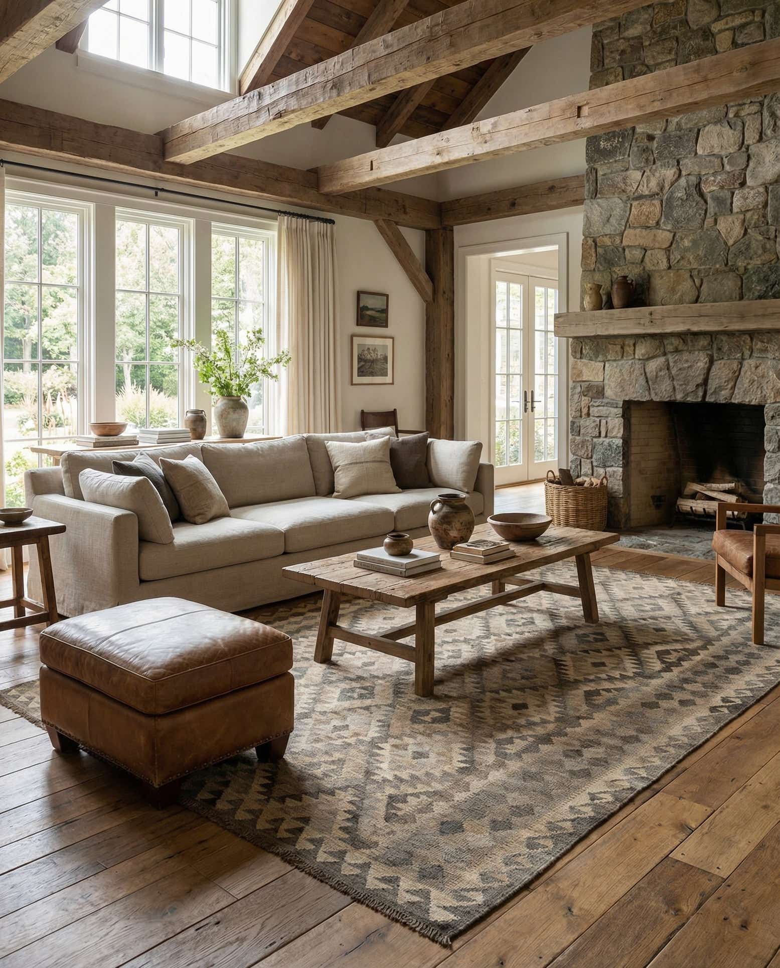 7' x 9' 9 Hand Woven Kilim Maymana Wool Rug