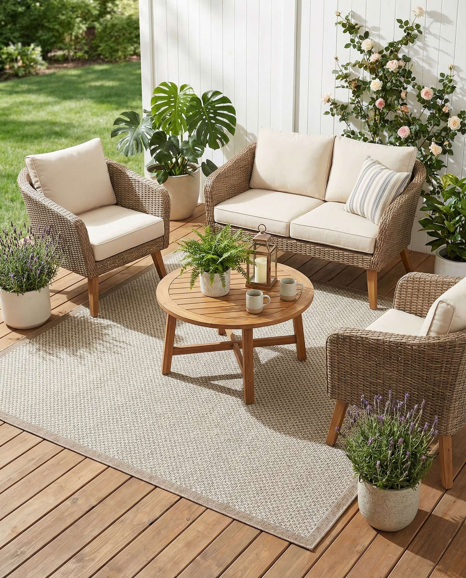 7' 10 x 7' 10 Easy-Clean Border Indoor / Outdoor Square Rug
