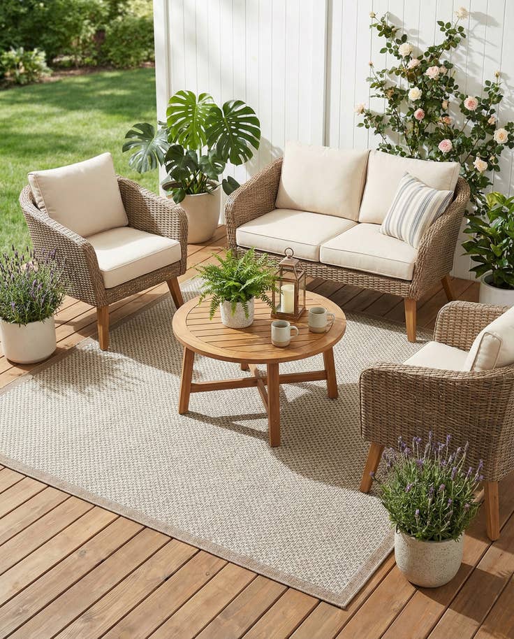 Detail image of 7' 10 x 7' 10 Easy-Clean Border Indoor / Outdoor Square Rug