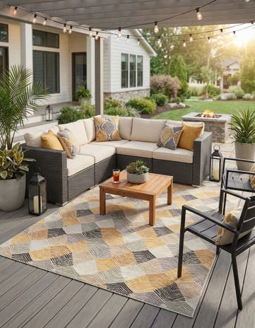 Gray Easy-Clean Modern Indoor / Outdoor Rug