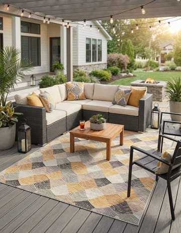 Gray Easy-Clean Modern Indoor / Outdoor Rug