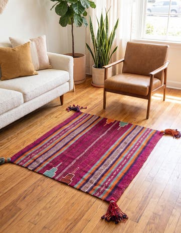 3' 3 x 3' 5 Hand Woven Kilim Modern Wool Square Rug