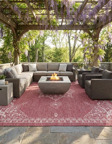 13' x 13' Easy-Clean Traditional Indoor / Outdoor Square Rug