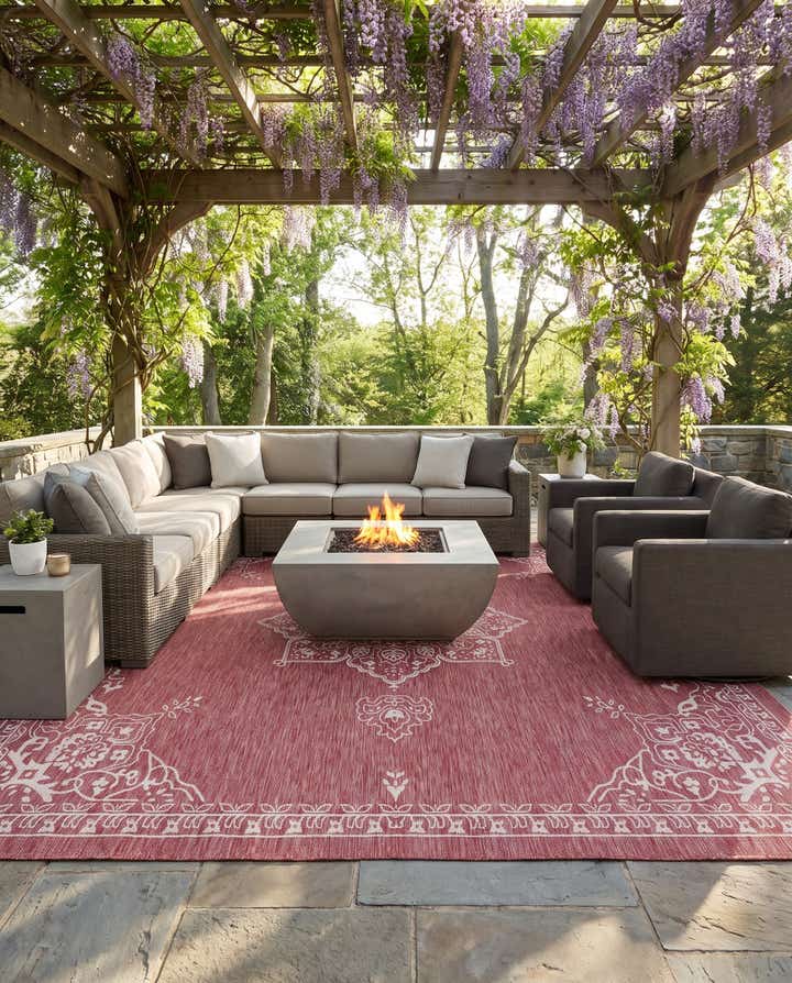 13' x 13' Easy-Clean Traditional Indoor / Outdoor Square Rug