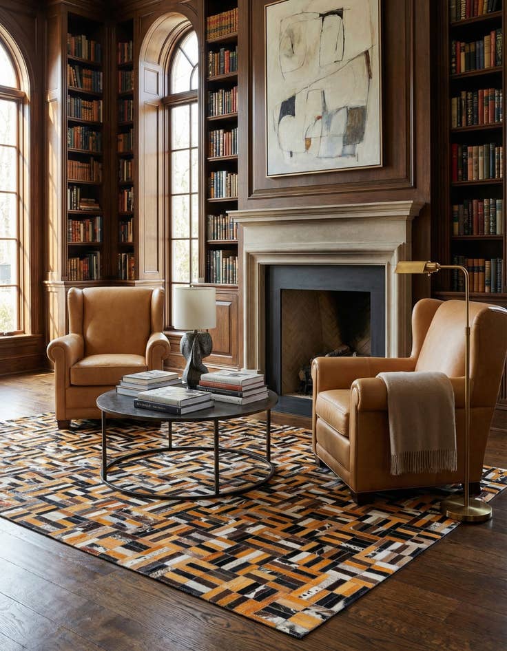 Detail image of 4' 11 x 7' 11 Cowhide - Patchwork Rug