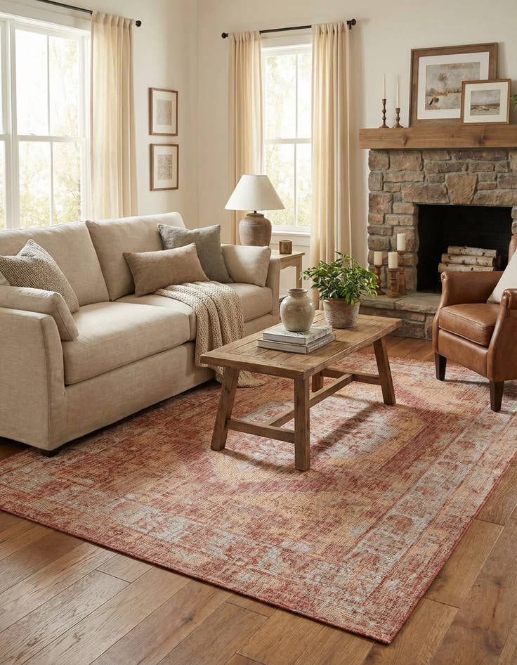 Detail image of 5' 3 x 8' Easy-Clean Traditional Indoor / Outdoor Rug