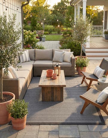 7' x 10' Easy-Clean Border Indoor / Outdoor Rug