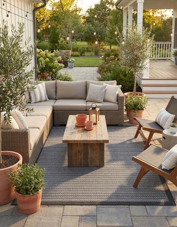 7' x 10' Easy-Clean Border Indoor / Outdoor Rug