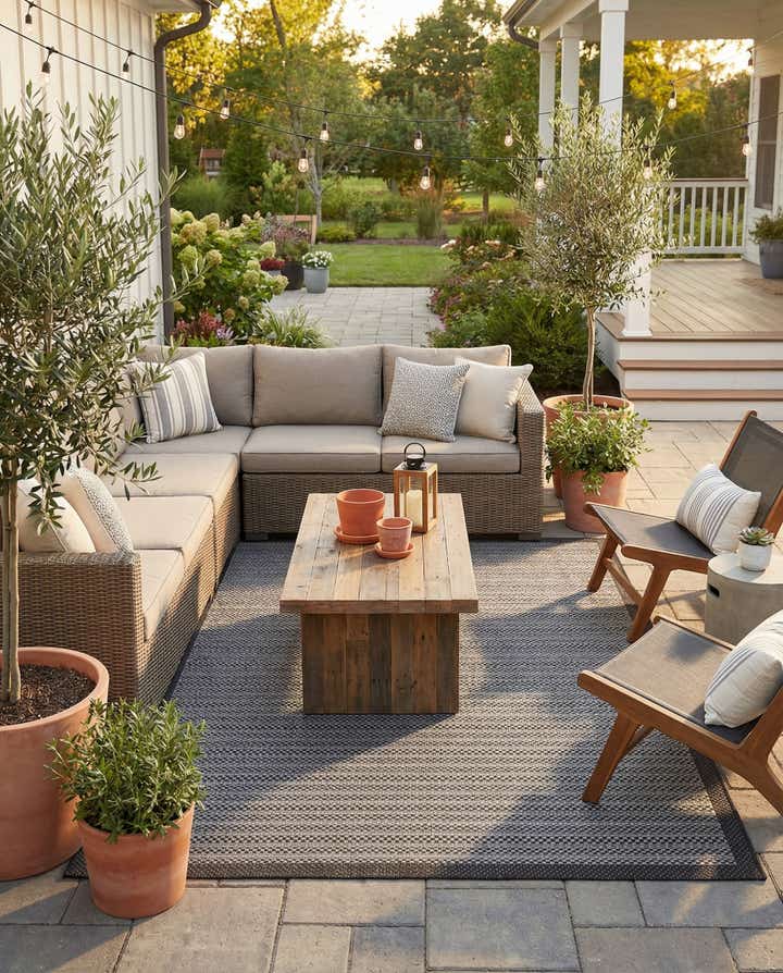 7' x 10' Easy-Clean Border Indoor / Outdoor Rug