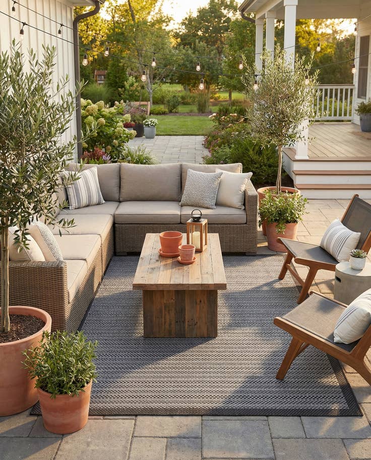 Detail image of 7' x 10' Easy-Clean Border Indoor / Outdoor Rug