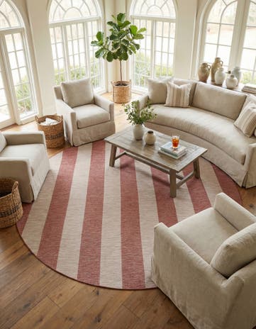 12' x 12' Easy-Clean Ribbon Indoor / Outdoor Round Rug