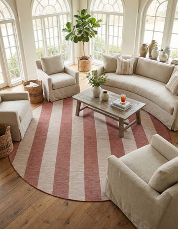12' x 12' Easy-Clean Ribbon Indoor / Outdoor Round Rug