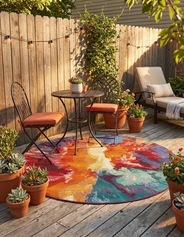 4' x 4' Easy-Clean Modern Indoor / Outdoor Round Rug