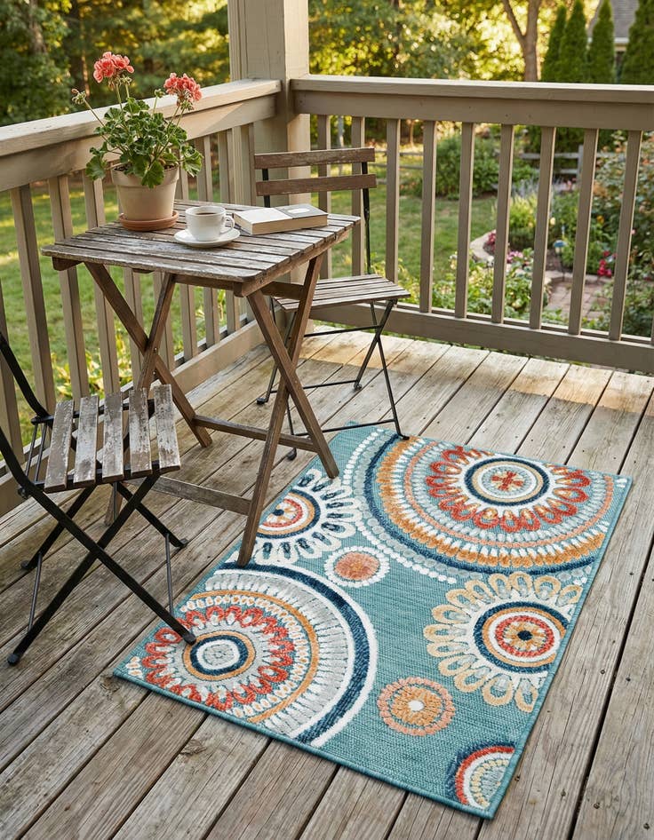 Detail image of 2' 2 x 3' Easy-Clean Botanical Indoor / Outdoor Rug