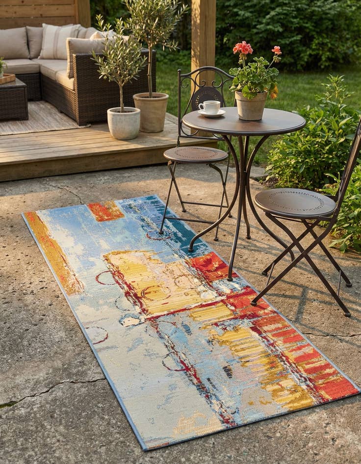 Detail image of 2' x 5'  Washable Modern Indoor / Outdoor Runner Rug