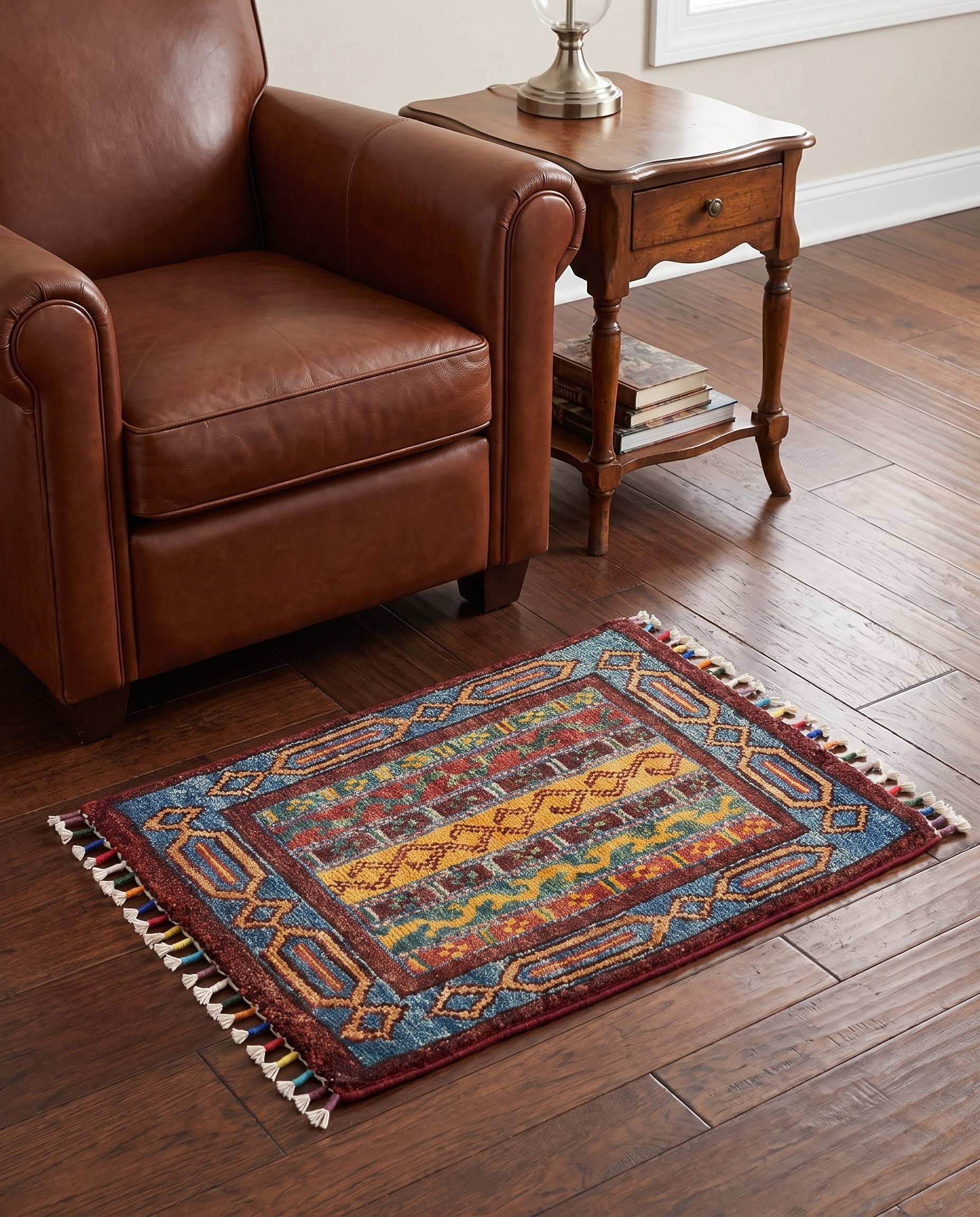 1' 4 x 2' Hand Knotted Ziegler Rug