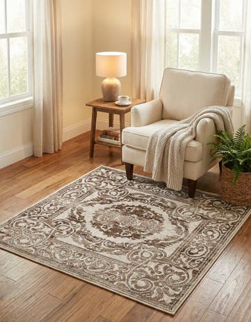 Chocolate Brown Hermitage Square Rug