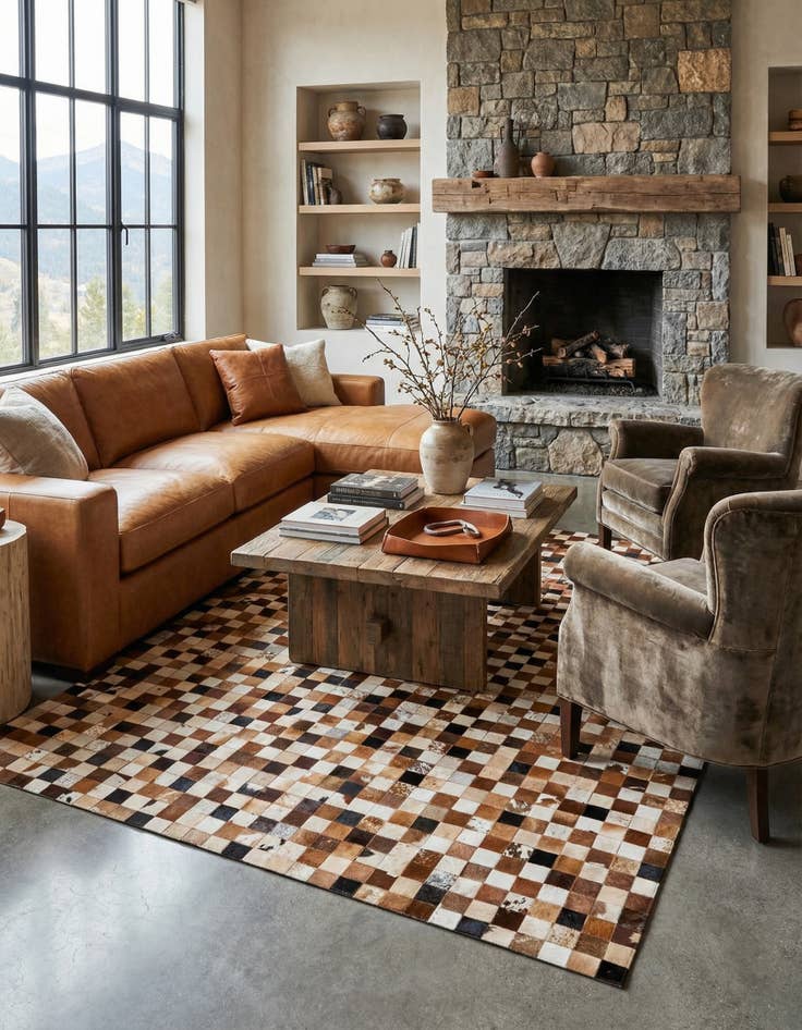 Detail image of  8' x 10' Cowhide Leather Rug