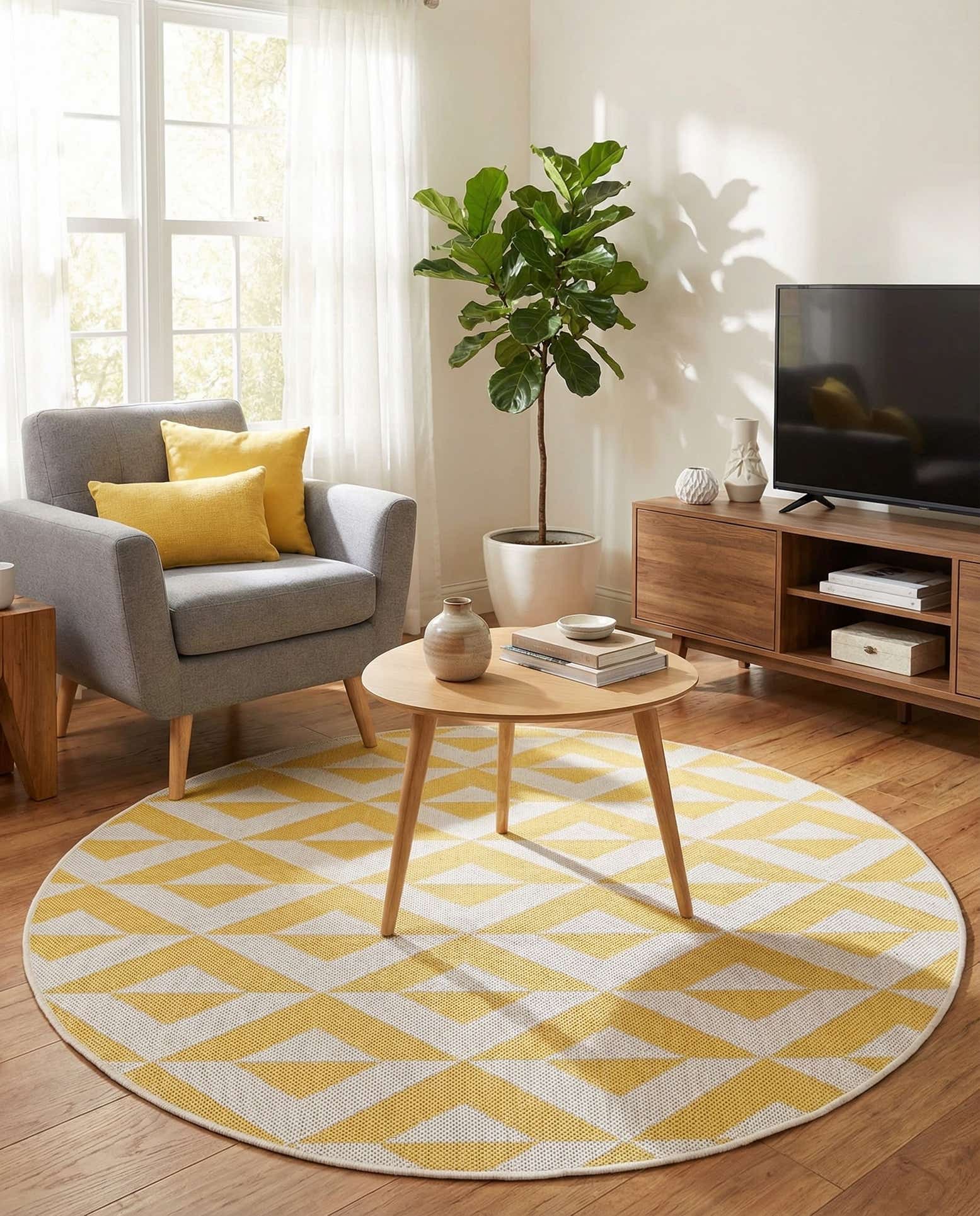 4' x 4' Easy-Clean Jill Zarin Napa Indoor / Outdoor Round Rug