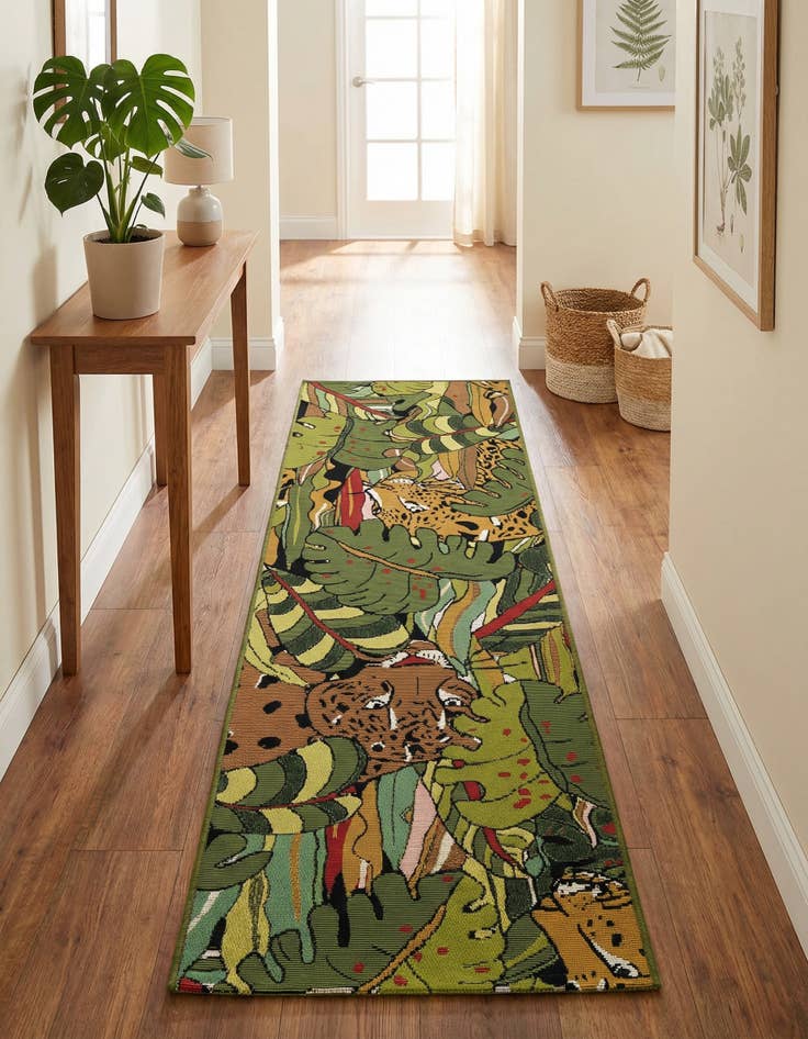 Detail image of 2' x 6'  Washable Botanical Indoor / Outdoor Runner Rug