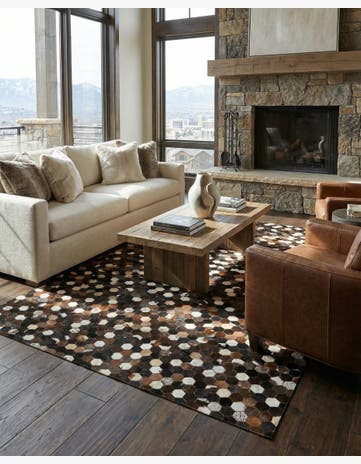 5' 1 x 8' Cowhide Leather Rug