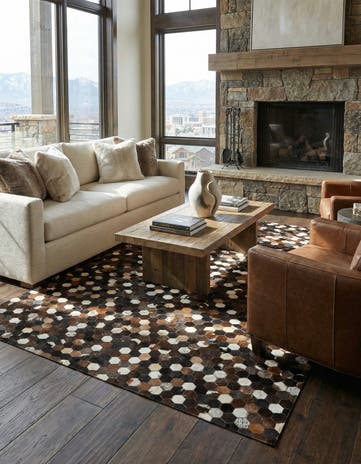 5' 1 x 8' Cowhide Leather Rug