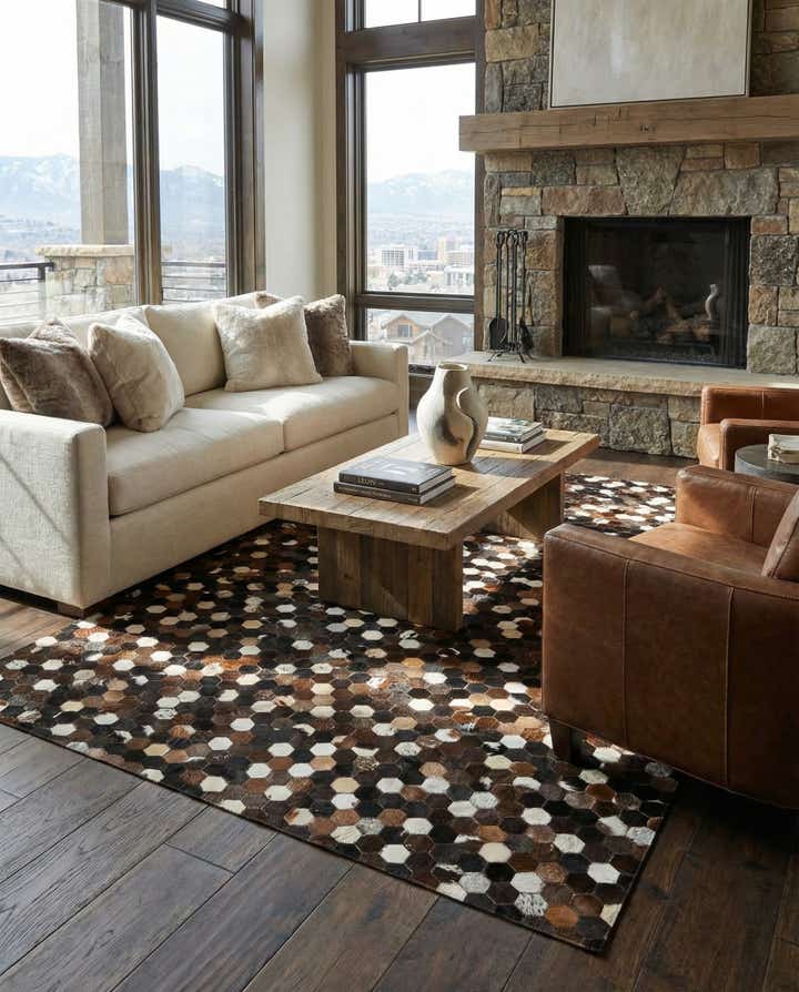 5' 1 x 8' Cowhide Leather Rug