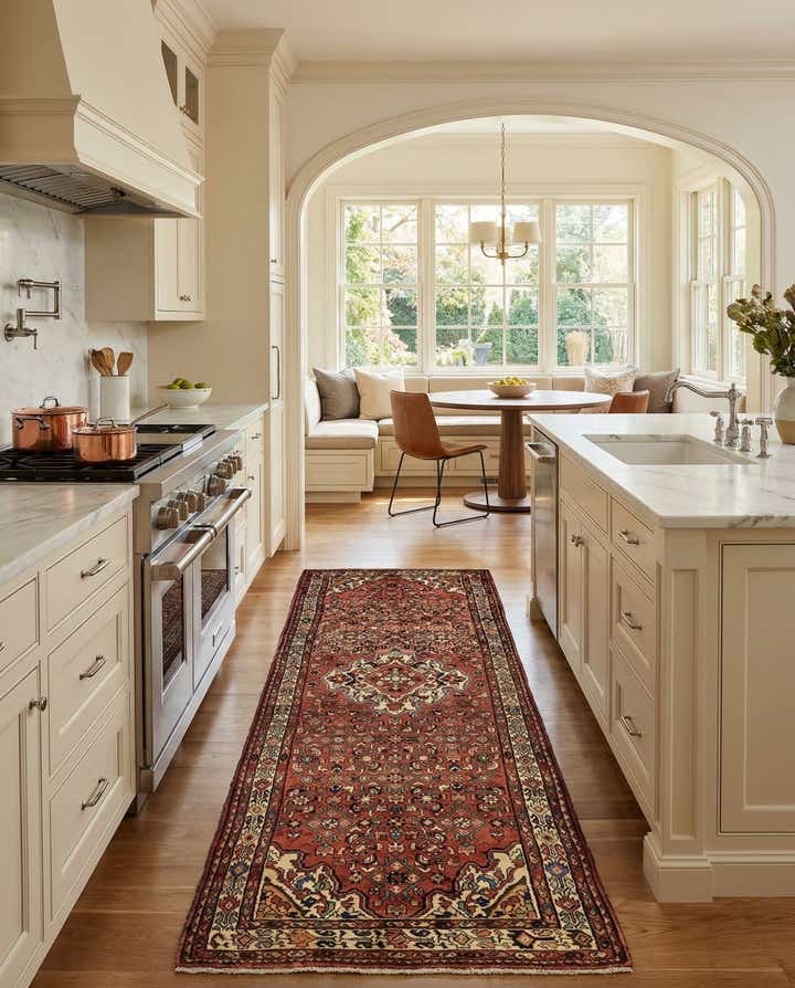 3' 10 x 10' Hand Knotted Hossainabad Persian Wool Runner Rug