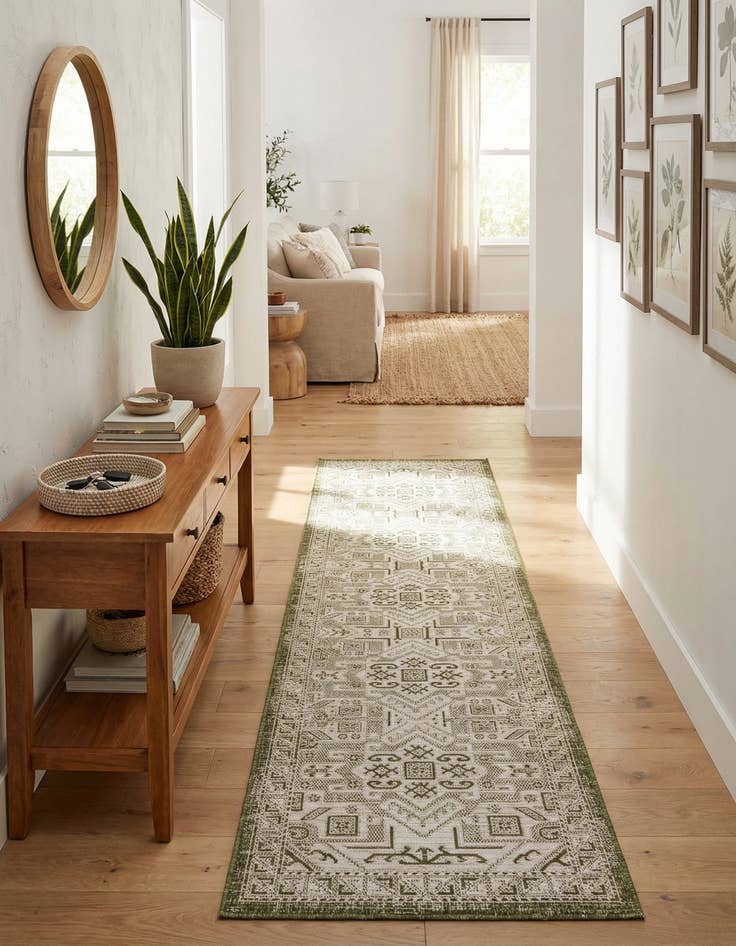 Detail image of 2' 7 x 12' Easy-Clean Aztec Indoor / Outdoor Runner Rug