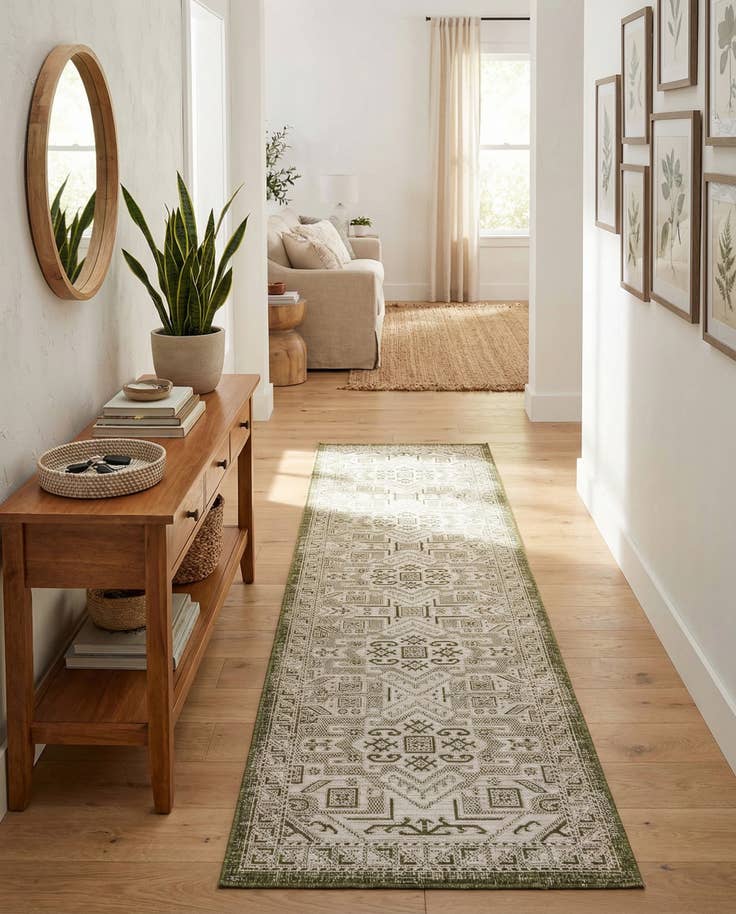 Detail image of 2' 7 x 12' Easy-Clean Aztec Indoor / Outdoor Runner Rug