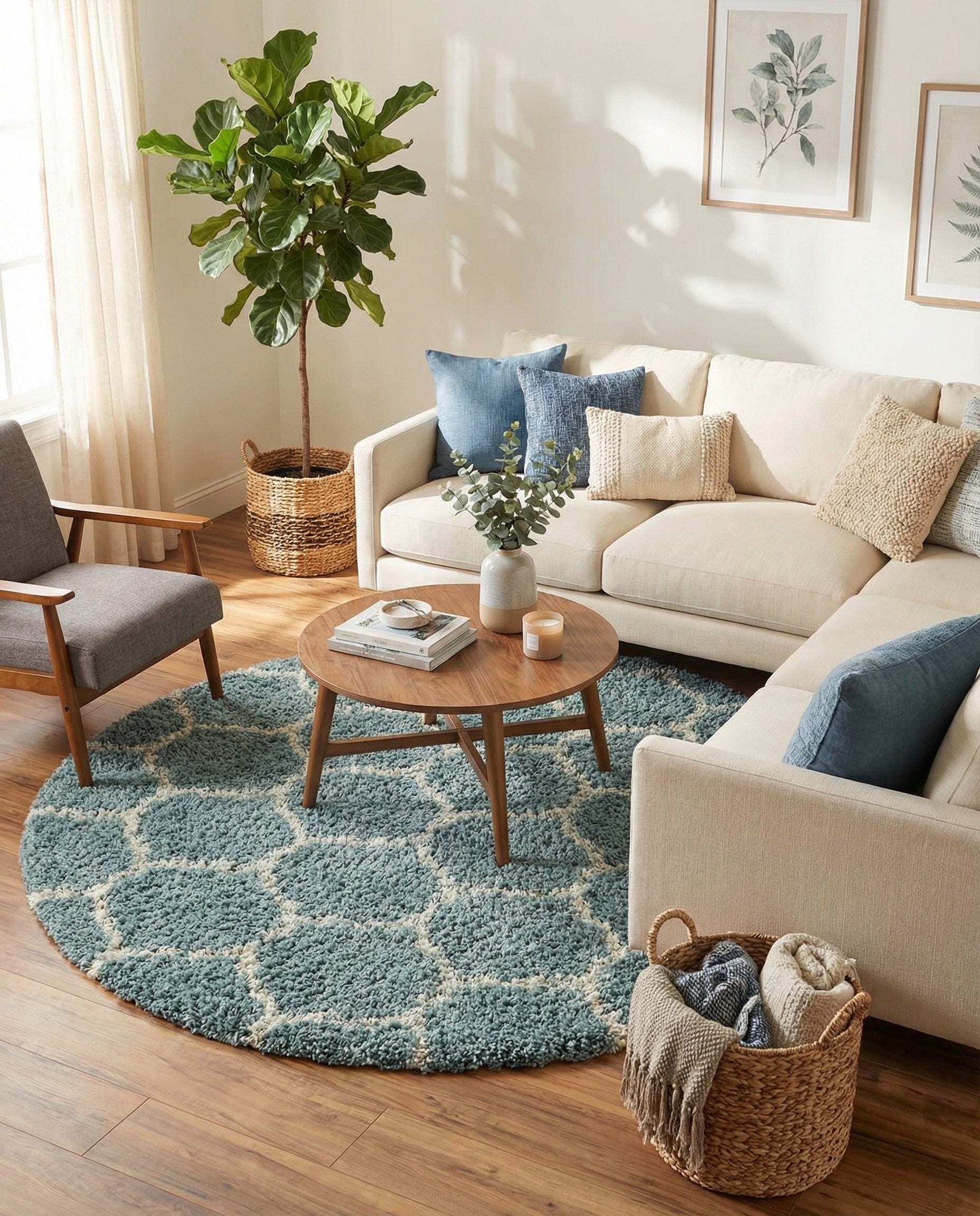  7' 10 x 7' 10 Lattice Shag Round Rug