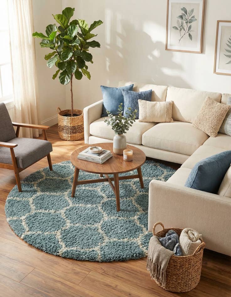 Detail image of 7' 10 x 7' 10 Trellis Shag Round Rug