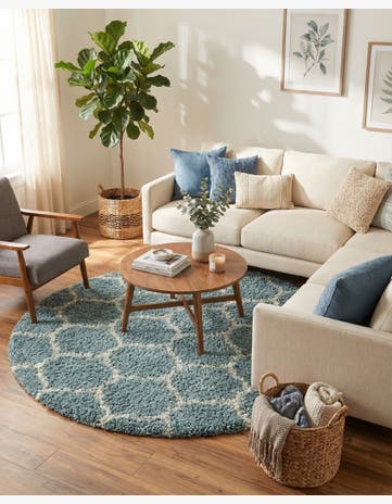 7' 10 x 7' 10 Trellis Shag Round Rug